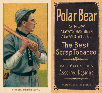 1909 White Borders Polar Bear Tinker, Chicago Nat'L #486 Baseball Card