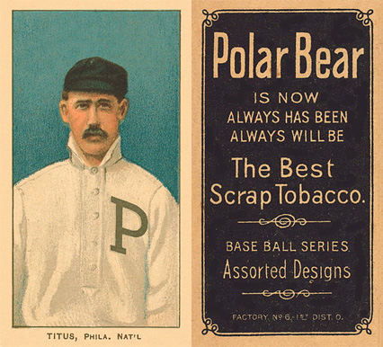 1909 White Borders Polar Bear Titus, Phila. Nat'L #489 Baseball Card