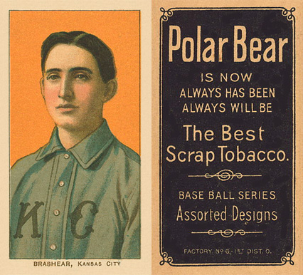 1909 White Borders Polar Bear Brashear, Kansas City #49 Baseball Card