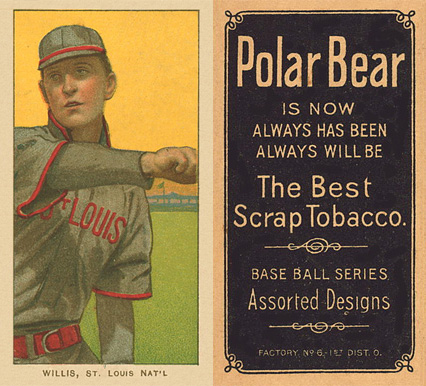 1909 White Borders Polar Bear Willis, St. Louis Nat'L #514 Baseball Card
