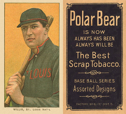 1909 White Borders Polar Bear Willis, St. Louis Nat'L #515 Baseball Card