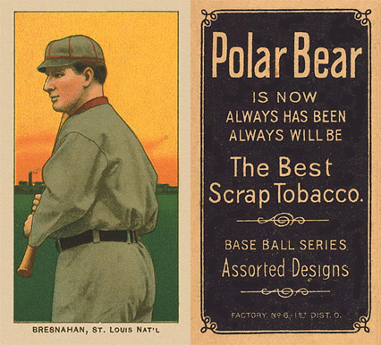 1909 White Borders Polar Bear Bresnahan, St. Louis Nat'l #52 Baseball Card