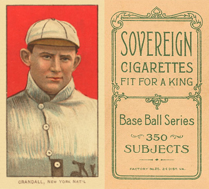 1909 White Borders Sovereign Crandall, New York Nat'L #108 Baseball Card