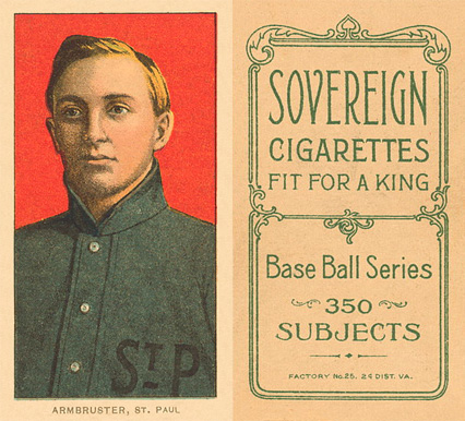 1909 White Borders Sovereign Armbruster, St. paul #12 Baseball Card
