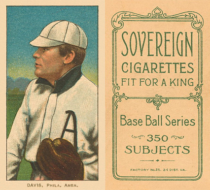 1909 White Borders Sovereign Davis, Phila. Amer. #121 Baseball Card