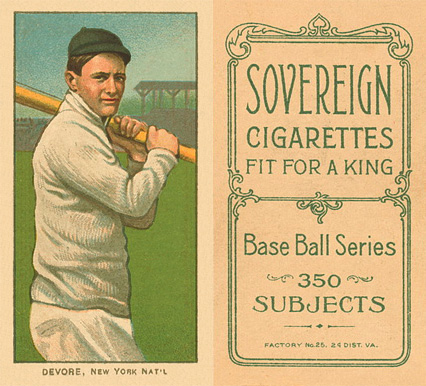1909 White Borders Sovereign Devore, New York Nat'L #129 Baseball Card