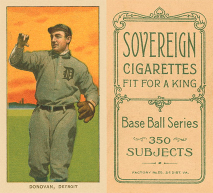 1909 White Borders Sovereign Donovan, Detroit #136 Baseball Card