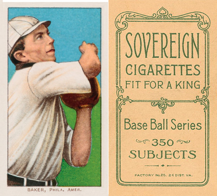 1909 White Borders Sovereign Baker, Phila. Amer. #15 Baseball Card