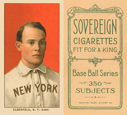 1909 White Borders Sovereign Elberfeld, N.Y. Amer. #160 Baseball Card