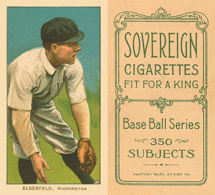 1909 White Borders Sovereign Elberfeld, Washington #162 Baseball Card