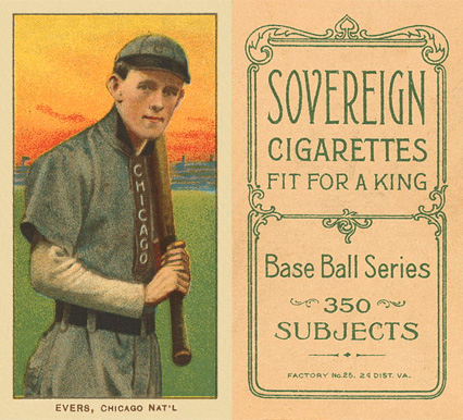 1909 White Borders Sovereign Evers, Chicago Nat'L #167 Baseball Card