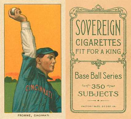 1909 White Borders Sovereign Fromme, Cincinnati #182 Baseball Card