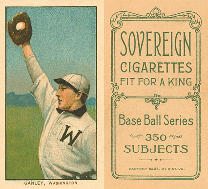 1909 White Borders Sovereign Ganley, Washington #184 Baseball Card