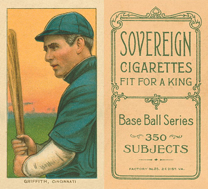 1909 White Borders Sovereign Griffith, Cincinnati #195 Baseball Card