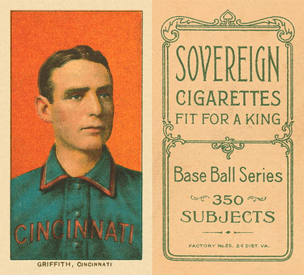 1909 White Borders Sovereign Griffith, Cincinnati #196 Baseball Card