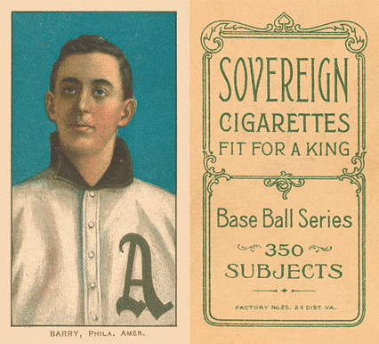 1909 White Borders Sovereign Barry, Phila. Amer. #20 Baseball Card