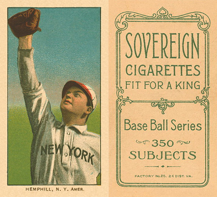 1909 White Borders Sovereign Hemphill, N.Y. Amer. #209 Baseball Card