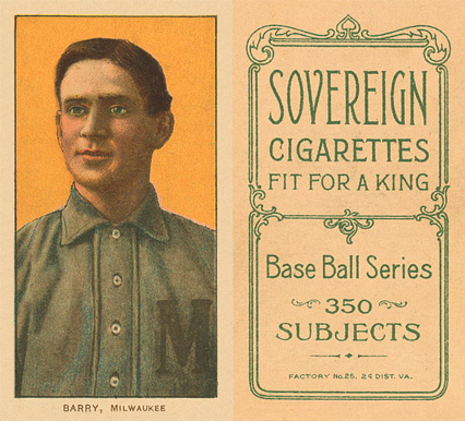 1909 White Borders Sovereign Barry, Milwaukee #21 Baseball Card