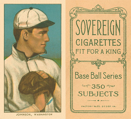 1909 White Borders Sovereign Johnson, Washington #235 Baseball Card