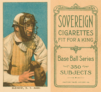 1909 White Borders Sovereign Kleinow, N.Y. Amer. #256 Baseball Card