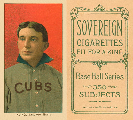 1909 White Borders Sovereign Kling, Chicago Nat'L #258 Baseball Card