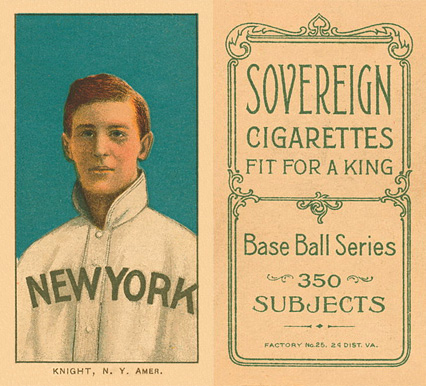 1909 White Borders Sovereign Knight, N.Y. Amer. #260 Baseball Card