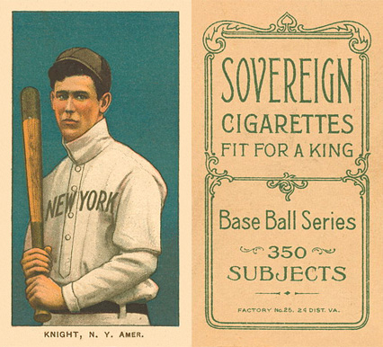 1909 White Borders Sovereign Knight, N.Y. Amer. #261 Baseball Card