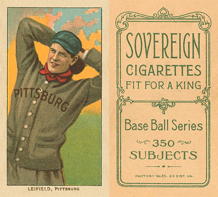 1909 White Borders Sovereign Leifield, Pittsburgh #282 Baseball Card