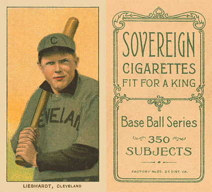1909 White Borders Sovereign Liebhardt, CLeveland #285 Baseball Card