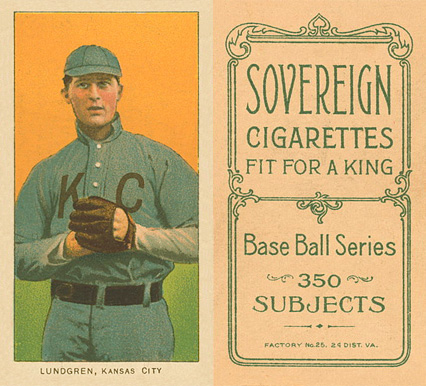 1909 White Borders Sovereign Lundgren, Kansas City #293 Baseball Card