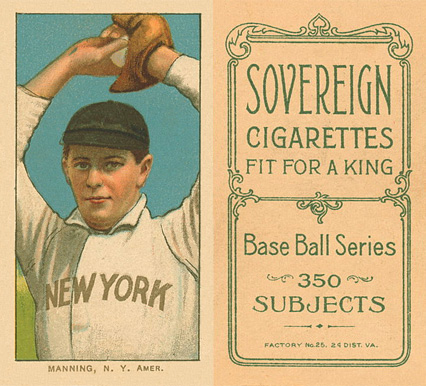 1909 White Borders Sovereign Manning, N.Y. Amer. #302 Baseball Card