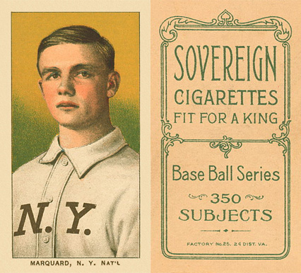 1909 White Borders Sovereign Marquard, N.Y. Nat'L #305 Baseball Card