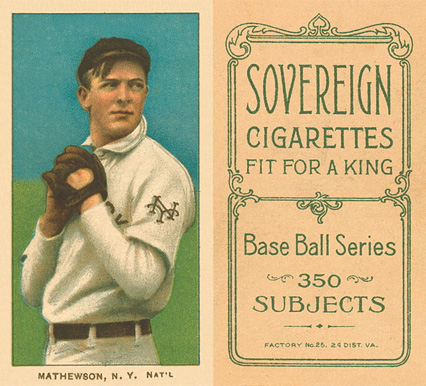 1909 White Borders Sovereign Mathewson, N.Y. Nat'L #307 Baseball Card