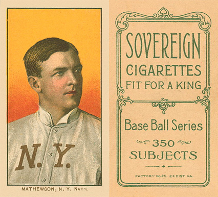1909 White Borders Sovereign Mathewson, N.Y. Nat'L #308 Baseball Card