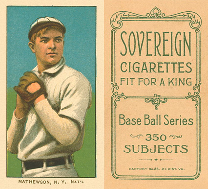 1909 White Borders Sovereign Mathewson, N.Y. Nat'L #309 Baseball Card
