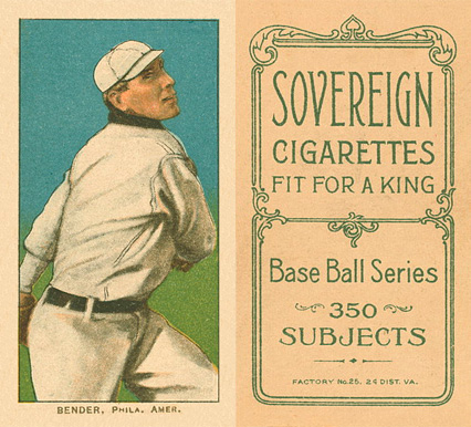 1909 White Borders Sovereign Bender, Phila. Amer. #32 Baseball Card