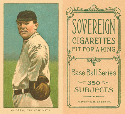 1909 White Borders Sovereign McGraw, New York Nat'L #321 Baseball Card