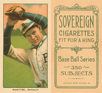 1909 White Borders Sovereign McIntyre, Brooklyn #324 Baseball Card