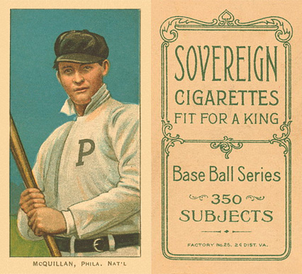 1909 White Borders Sovereign McQuillan, Phila. Nat'L #329 Baseball Card