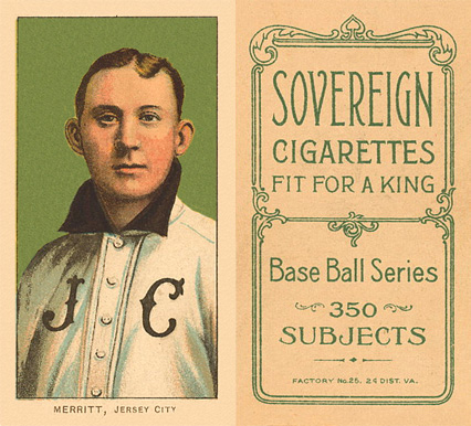 1909 White Borders Sovereign Merritt, Jersey City #332 Baseball Card