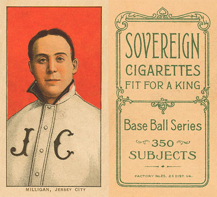 1909 White Borders Sovereign Milligan, Jersey City #337 Baseball Card