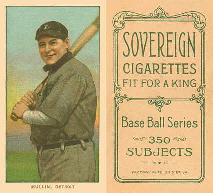 1909 White Borders Sovereign Mullin, Detroit #349 Baseball Card