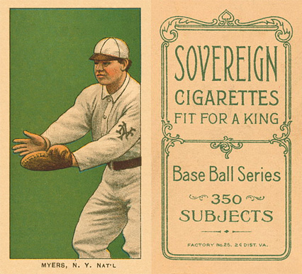 1909 White Borders Sovereign Myers, N.Y. Nat'L #355 Baseball Card