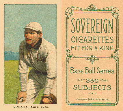 1909 White Borders Sovereign Nicholls, Phila. Amer. #358 Baseball Card