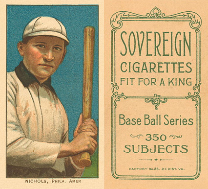 1909 White Borders Sovereign Nichols, Phila. Amer. #359 Baseball Card