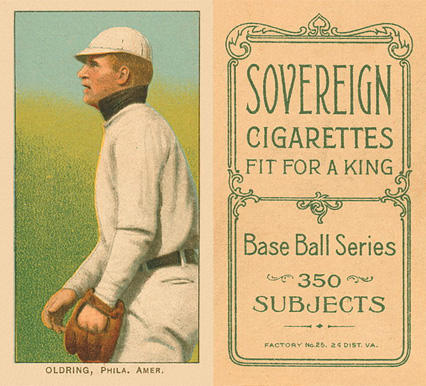1909 White Borders Sovereign Oldring, Phila. Amer. #367 Baseball Card