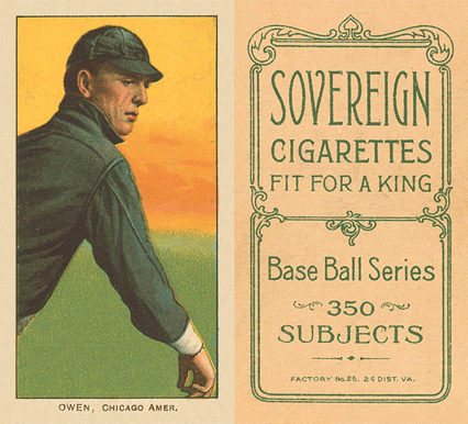 1909 White Borders Sovereign Owen, Chicago Amer. #376 Baseball Card