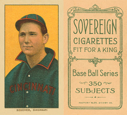 1909 White Borders Sovereign Bescher, Cincinnati #40 Baseball Card