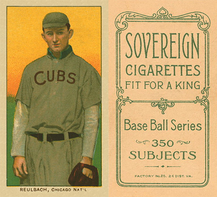 1909 White Borders Sovereign Reulbach, Chicago Nat'L #406 Baseball Card