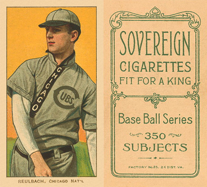 1909 White Borders Sovereign Reulbach, Chicago Nat'L #407 Baseball Card